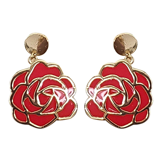 Red Derby Rose Earrings