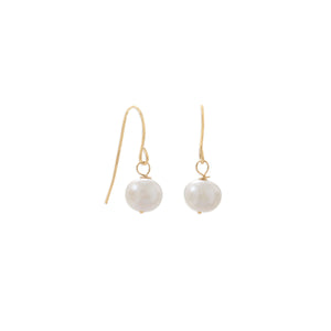 Gold Cultured Freshwater Pearl French Wire Earrings