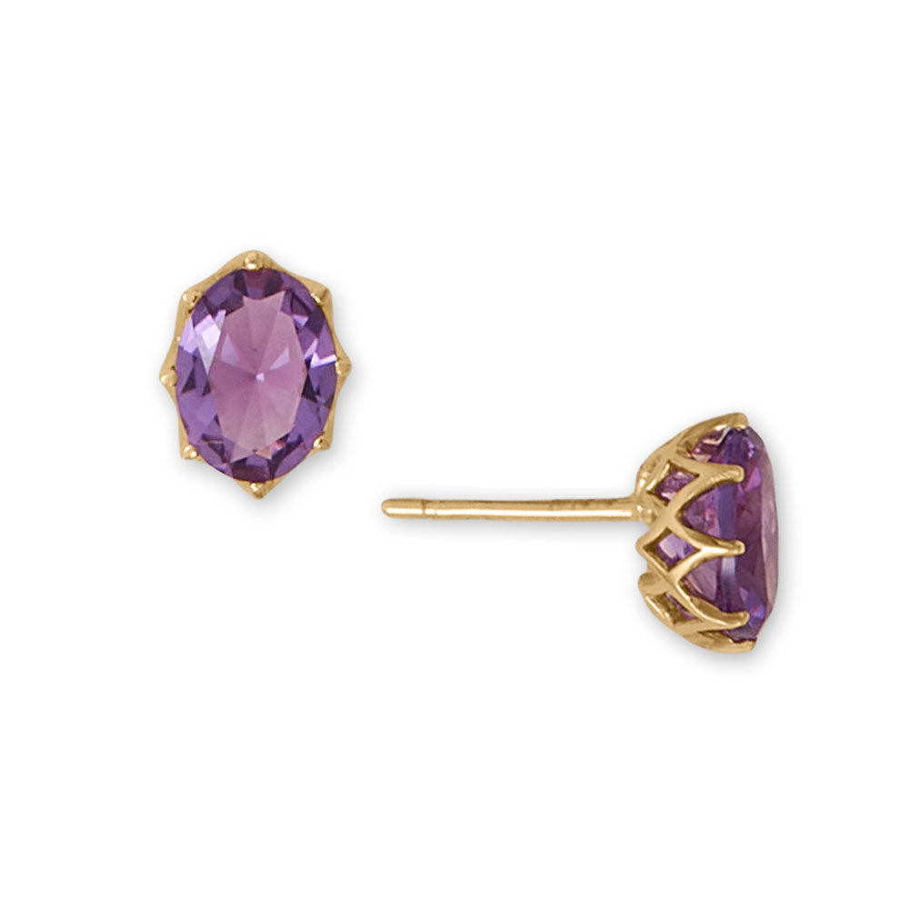 Gold Precision Cut Amethyst Earrings