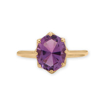 Load image into Gallery viewer, Gold Precision Cut Amethyst Ring