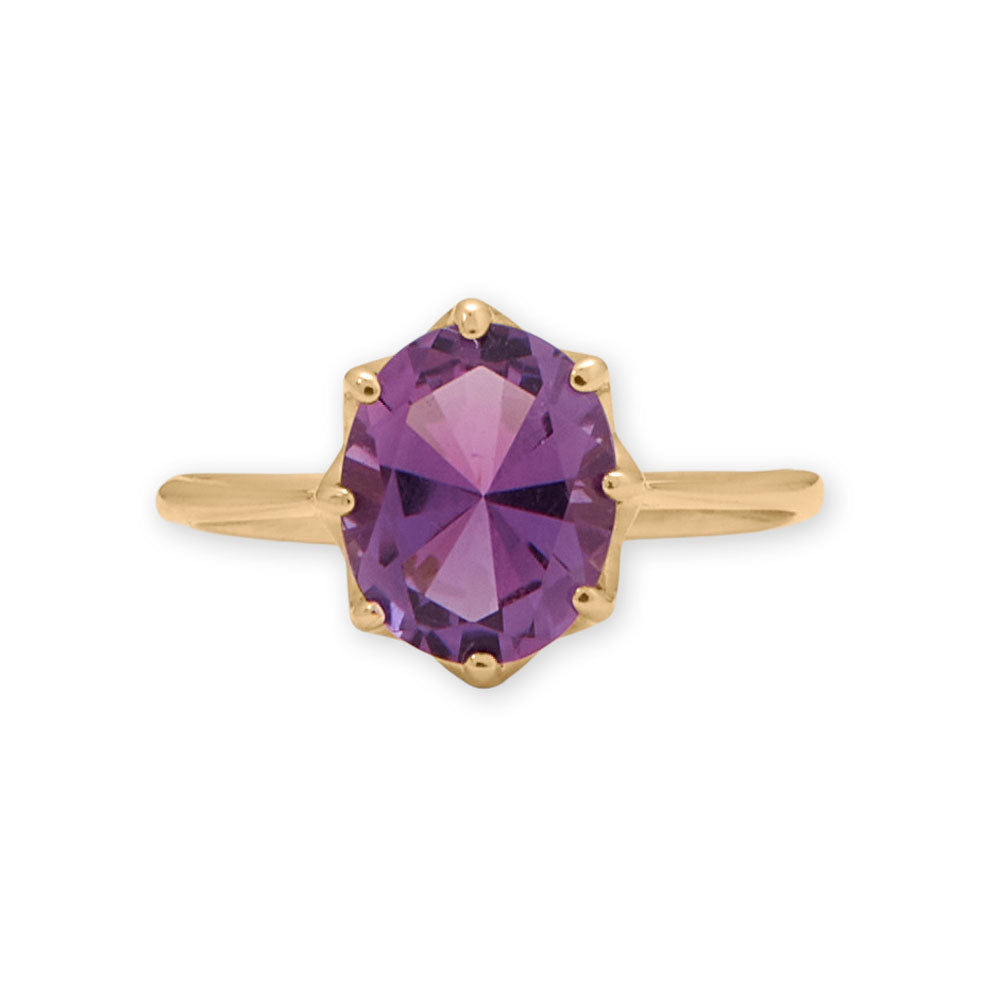 Gold Precision Cut Amethyst Ring