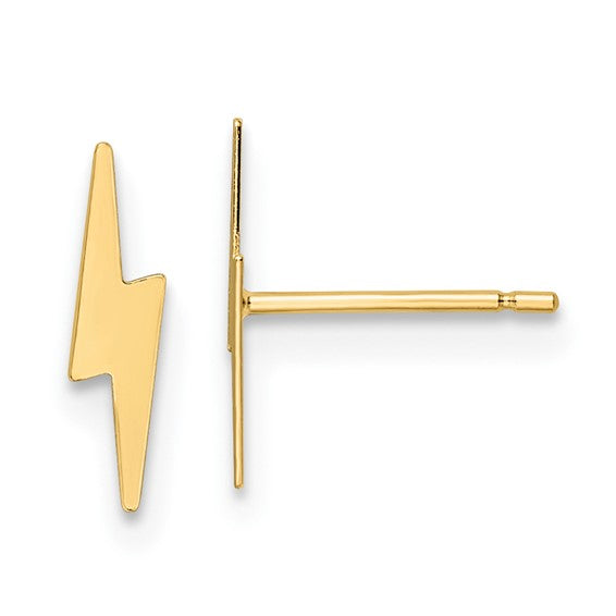 Small Gold Lightning Bolt Stud Earrings