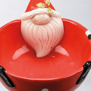 Red Ceramic Santa Bowl