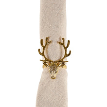 Load image into Gallery viewer, Golden Deer Napkin Ring Set