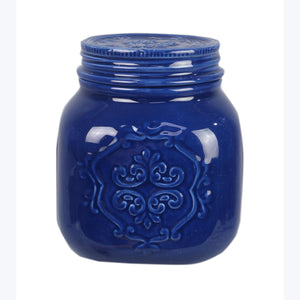 Ceramic Blue Mason Jar Canister Set