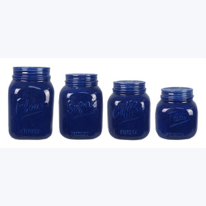 Ceramic Blue Mason Jar Canister Set