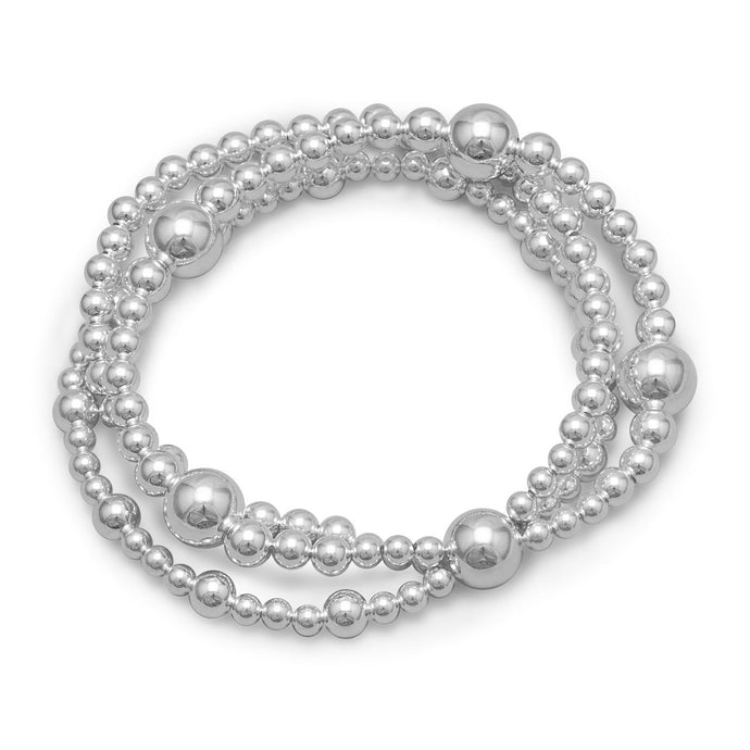 Triple Strand Silver Bead Bracelet