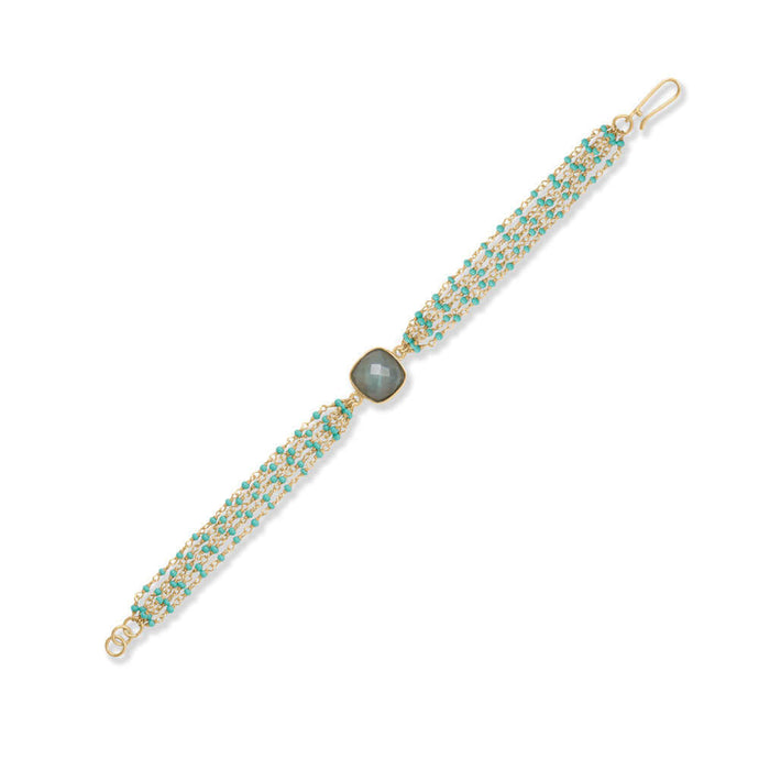 Beaded Turquoise and Square Labradorite Bracelet- SoMag2