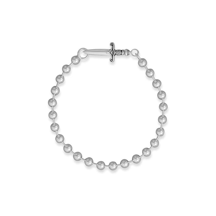 Silver Italian Bead and Sword Clasp Bracelet