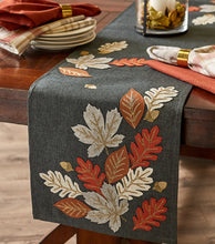 Load image into Gallery viewer, Autumn Leaves Embroidered Table Runner