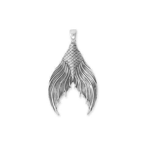 Oxidized Flowing Mermaid Tail Pendant