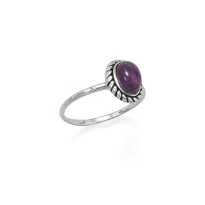 Oval Amethyst with Rope Edge Ring