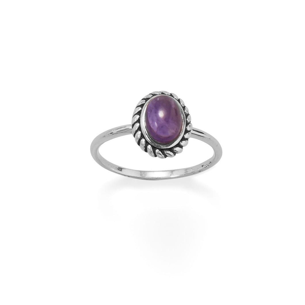 Oval Amethyst with Rope Edge Ring