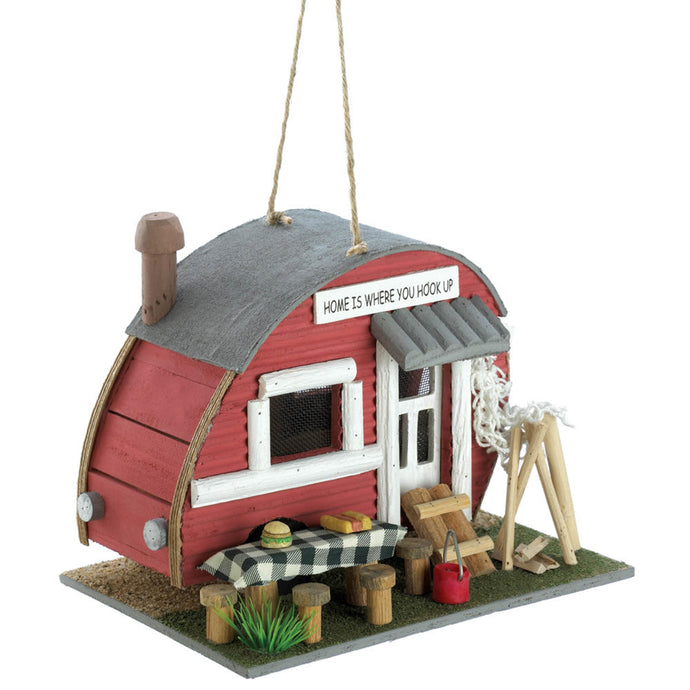 Red Camper Wooden Folk Birdhouse