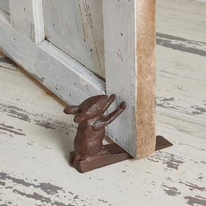 Brown Chunky Iron Rabbit Doorstop