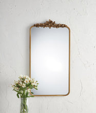 Load image into Gallery viewer, Narrow Gold Floral Mirror