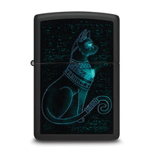 Load image into Gallery viewer, Zippo Black Matte Spiritual Cat Black Light Lighter