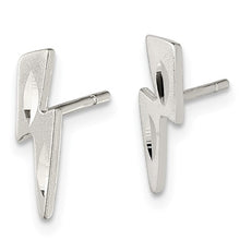 Load image into Gallery viewer, Small Silver Lightning Bolt Stud Earrings