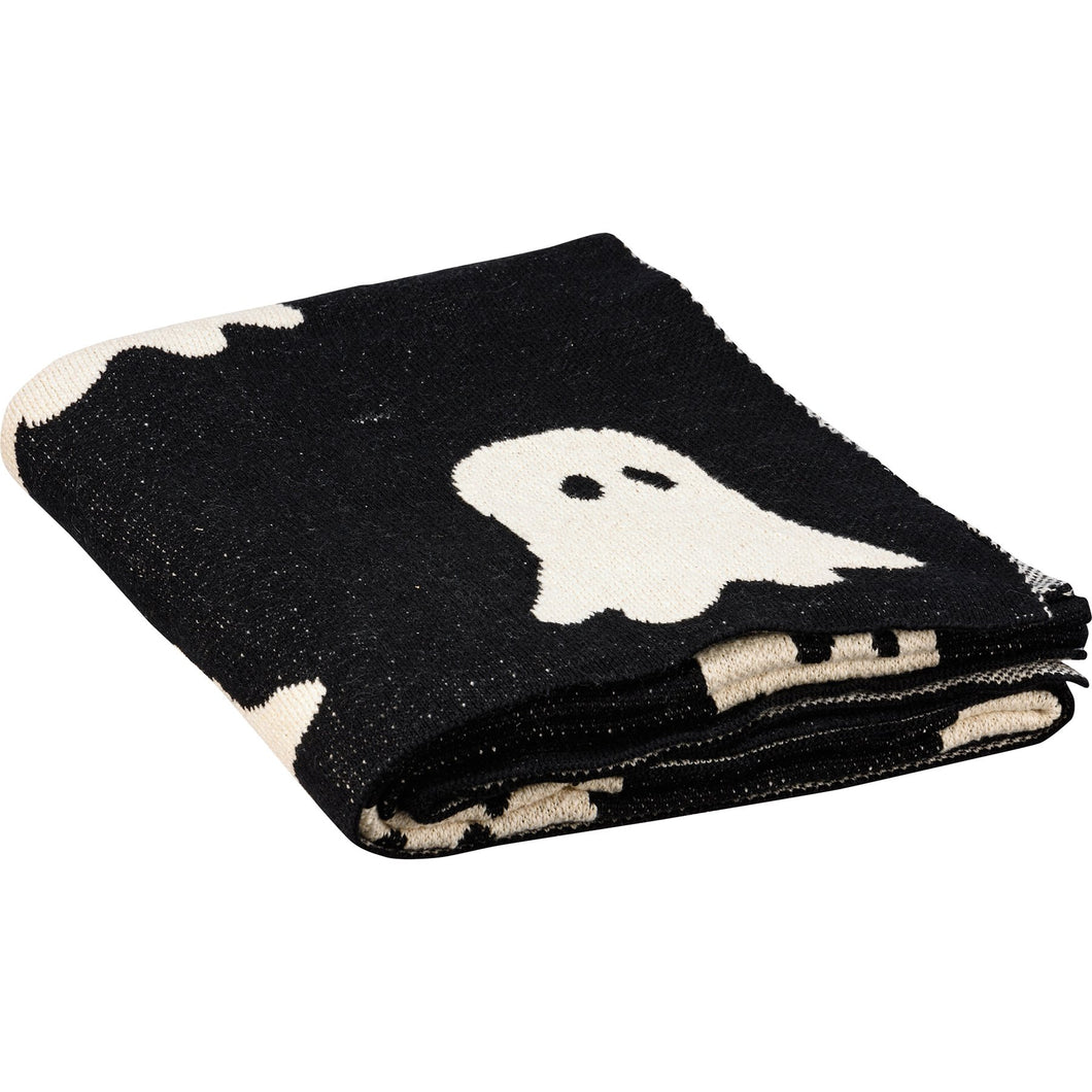 Black Cotton Ghost Throw Blanket