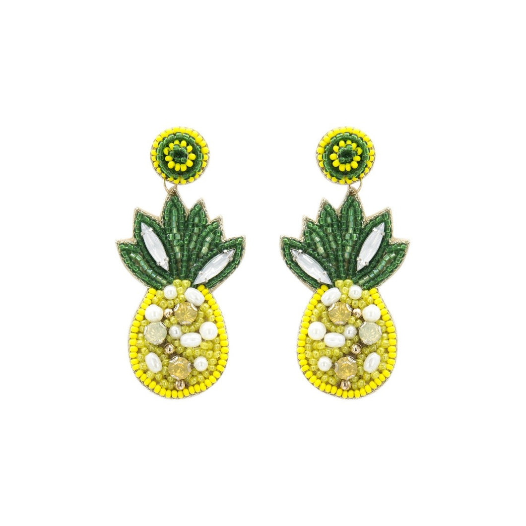 Pineapple Party Beaded Earrings