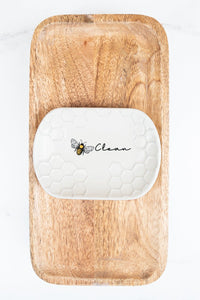 Ceramic White Honey Bee Soap Dish
