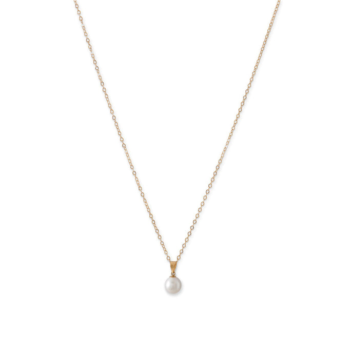 Gold Necklace with a Sliding Cultured Freshwater Pearl Pendant - SoMag2