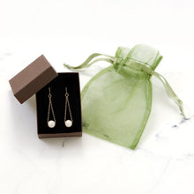 Load image into Gallery viewer, Gold French Wire Earrings with Floating Cultured Freshwater Pearl - SoMag2