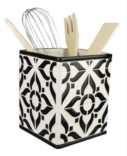 Load image into Gallery viewer, Black and White Moroccan Ceramic Utensil Holder
