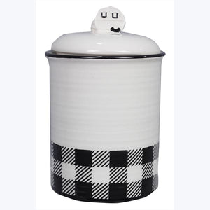Buffalo Plaid Ceramic Cookie Jar Set