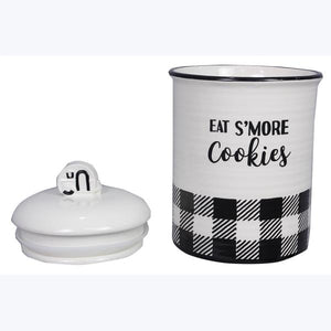 Buffalo Plaid Ceramic Cookie Jar Set