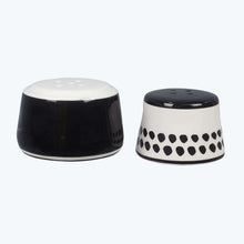 Load image into Gallery viewer, Black and White Ceramic Salt and Pepper Shaker Set