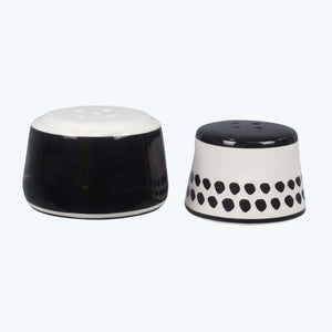 Black and White Ceramic Salt and Pepper Shaker Set