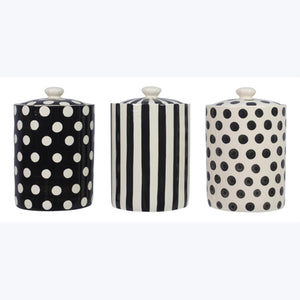 Ceramic Polka Dot Stripes Canister Set