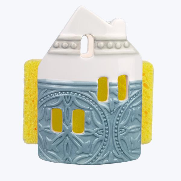 Blue Provencial Sponge Holder with Sponge