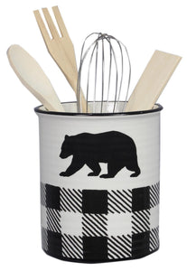 Buffalo Plaid Bear Cabin Kitchen Tool Holder