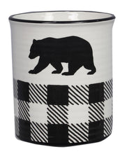 Load image into Gallery viewer, Buffalo Plaid Bear Cabin Kitchen Tool Holder