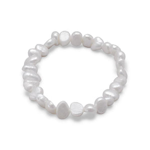White Cultured Freshwater Pearl Stretch Bracelet - SoMag2