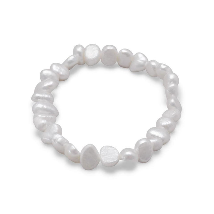 White Cultured Freshwater Pearl Stretch Bracelet - SoMag2