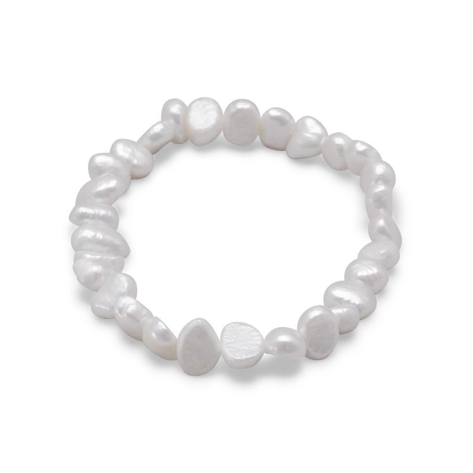 White Cultured Freshwater Pearl Stretch Bracelet - SoMag2