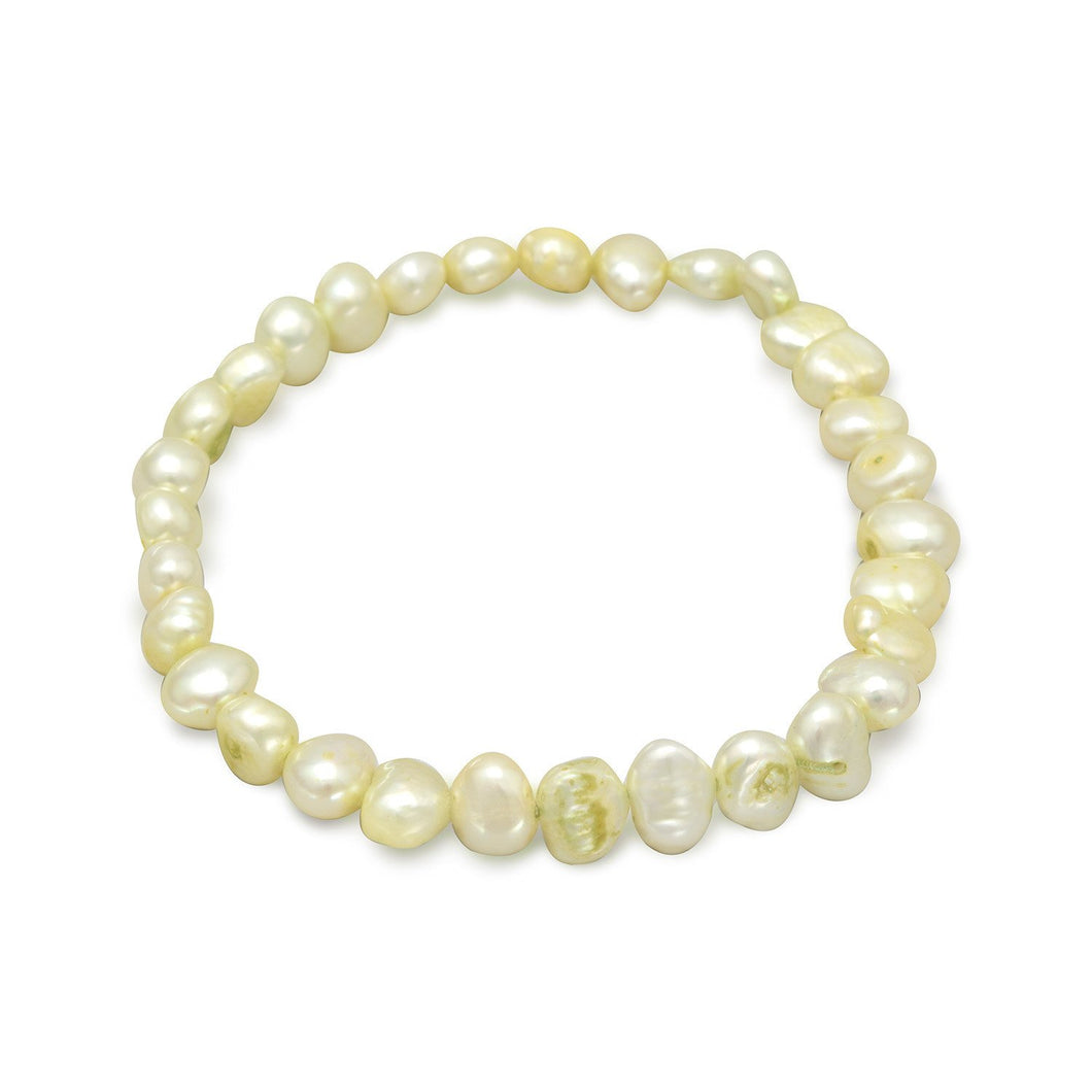 Lime Green Cultured Freshwater Pearl Stretch Bracelet - SoMag2
