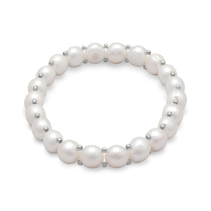 Cultured Freshwater Button Pearl Stretch Bracelet - SoMag2