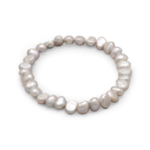 Silver Cultured Freshwater Pearl Stretch Bracelet - SoMag2