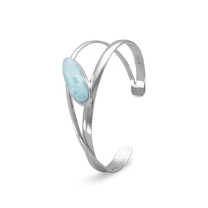 Large Oblong Larimar Cuff Bracelet - SoMag2