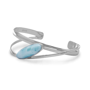Large Oblong Larimar Cuff Bracelet - SoMag2