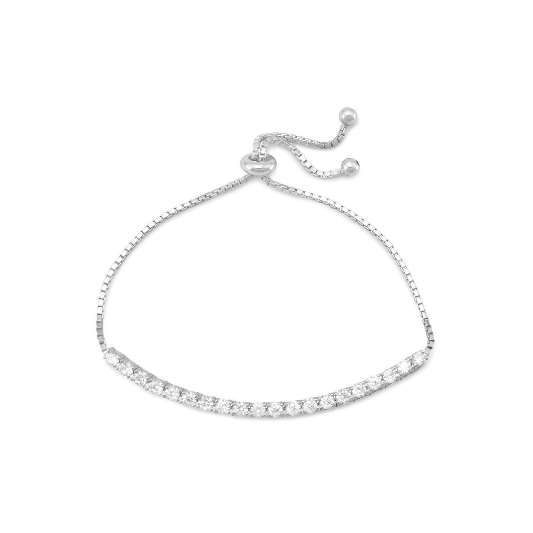 Rhodium Plated CZ Friendship Bolo Bracelet - SoMag2