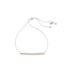 Two Tone CZ Bar Friendship Bolo Bracelet - SoMag2