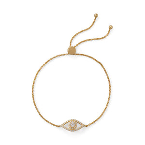 Gold Plated CZ Evil Eye Friendship Bolo Bracelet - SoMag2