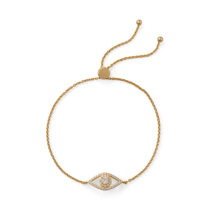 Gold Plated CZ Evil Eye Friendship Bolo Bracelet - SoMag2
