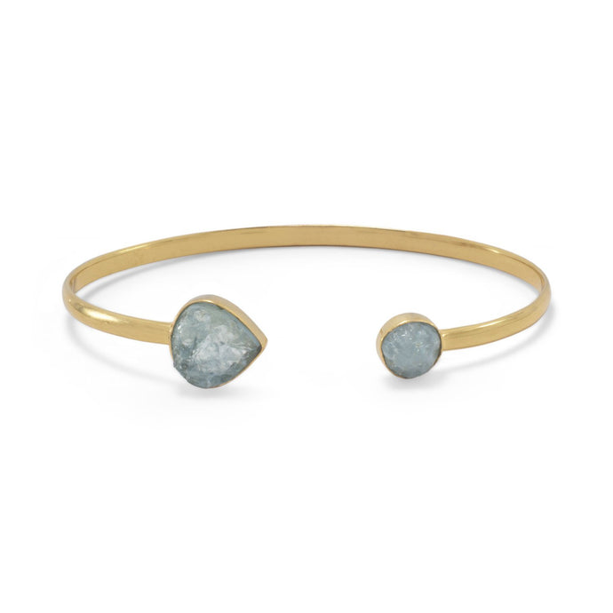 Gold Plated Aquamarine Open Cuff Bracelet - SoMag2