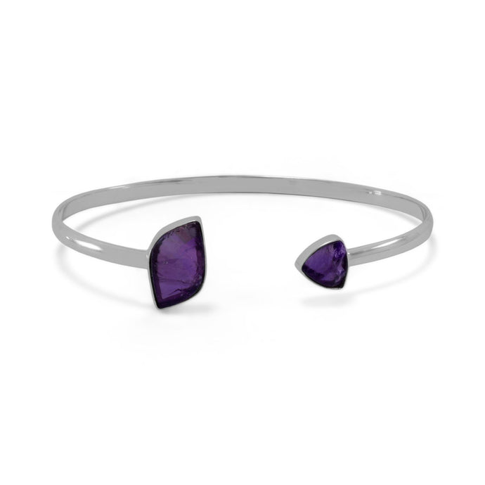 Sterling Silver Amethyst Open Cuff Bracelet - SoMag2